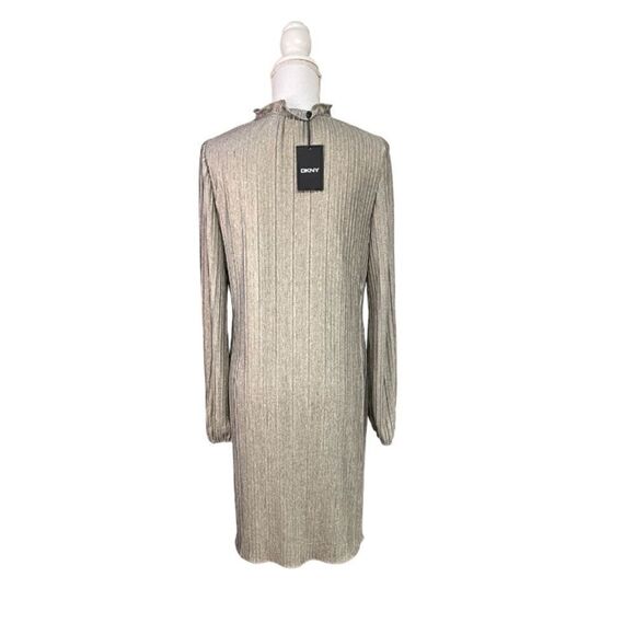 DKNY  Ruffled Tie Neck Pleated Shift Dress - Picture 4 of 4